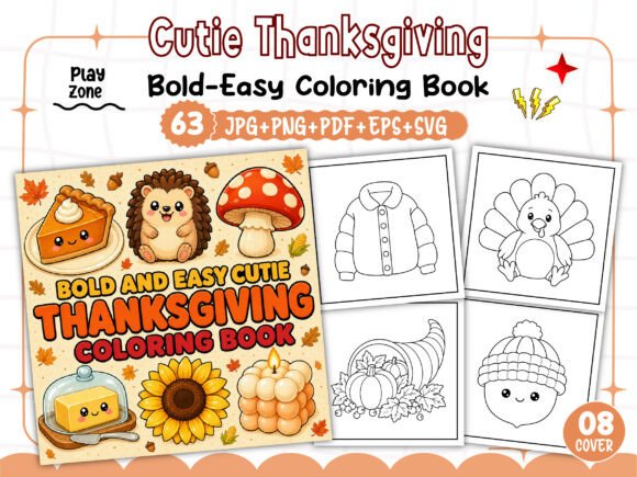 Bold and Easy Thanksgiving Coloring Book
