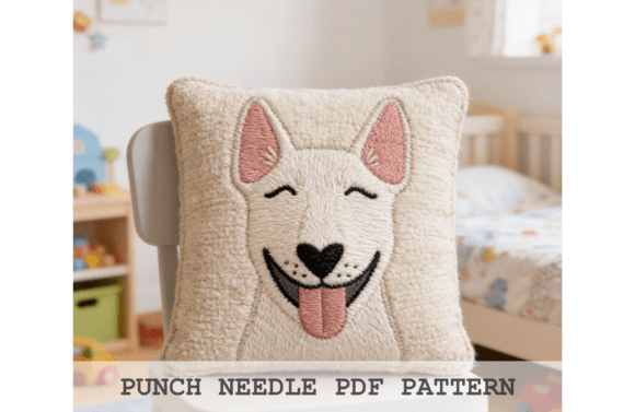 Bull Terrier Face Punch Needle Pattern