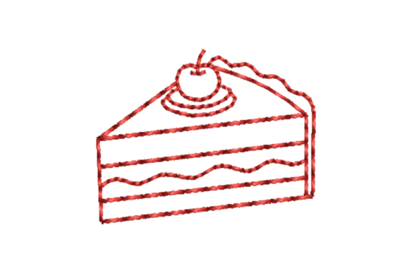 Cake Slice Outline Redwork Embroidery