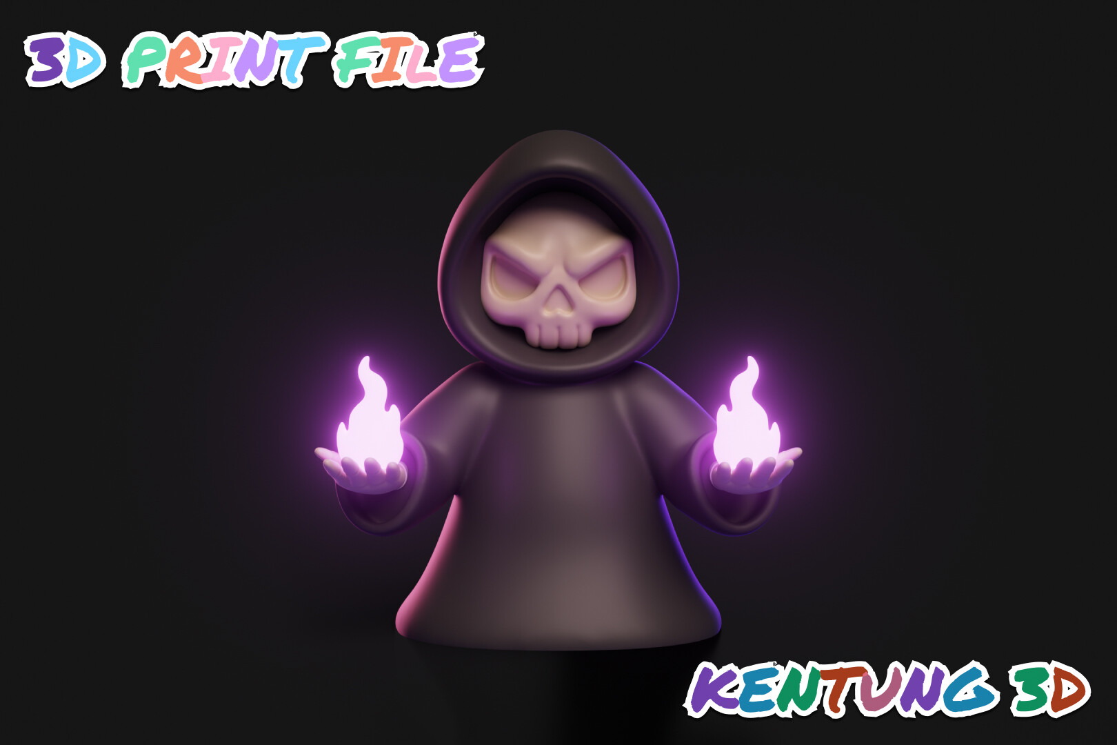 Chibi Flame-Wielding Grim Reaper 3D STL - Image 7