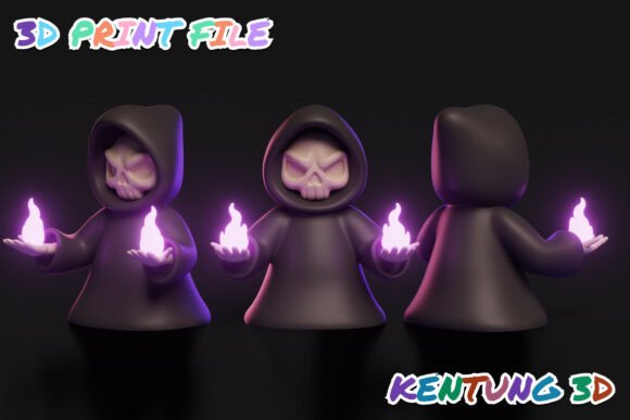 Chibi Flame-Wielding Grim Reaper 3D STL - Image 3