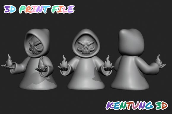 Chibi Flame-Wielding Grim Reaper 3D STL - Image 4