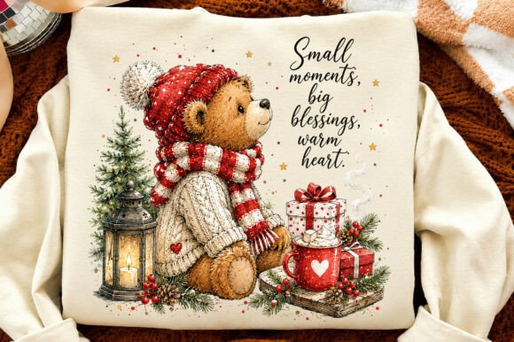 Christmas Teddy Bear PNG, Cozy Winter