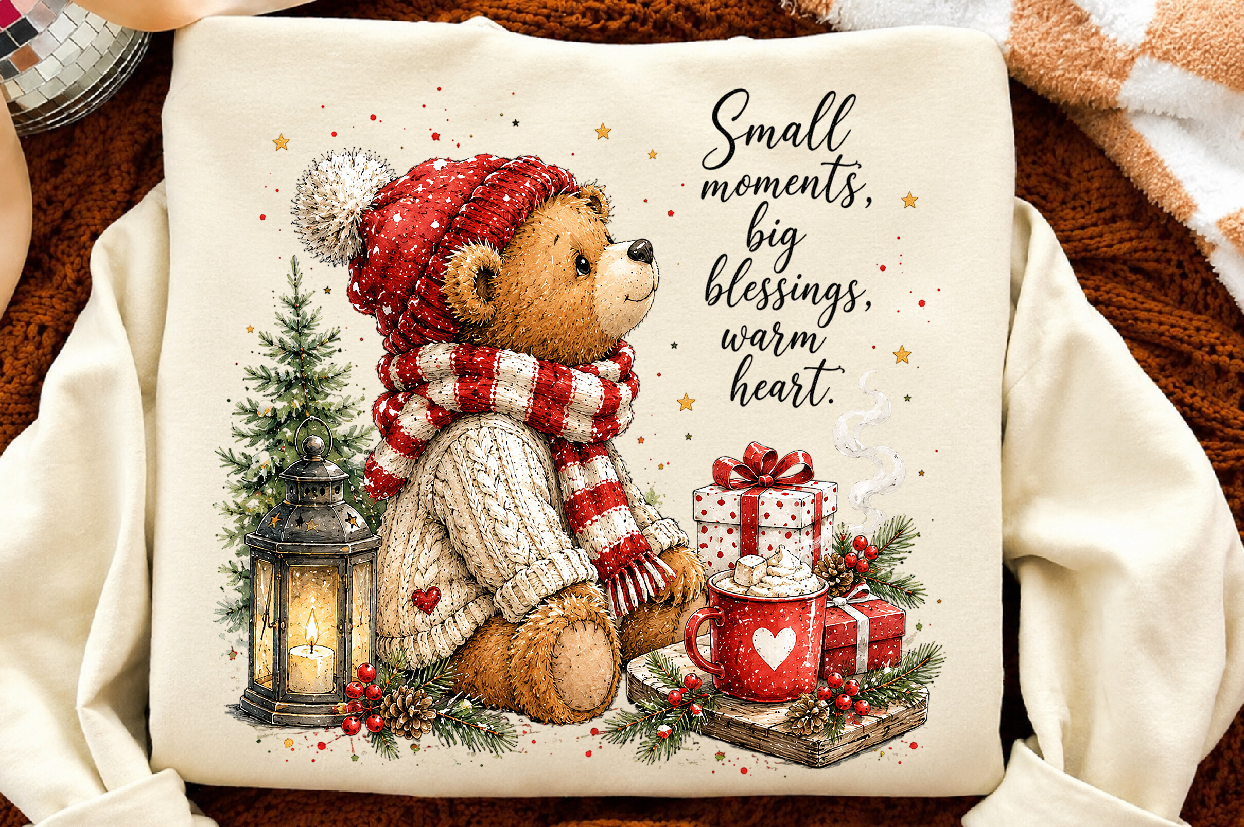 Christmas Teddy Bear PNG, Cozy Winter