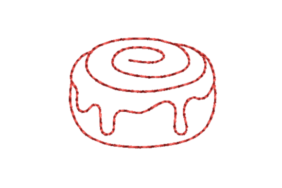 Cinnamon Roll Pastry Outline Embroidery