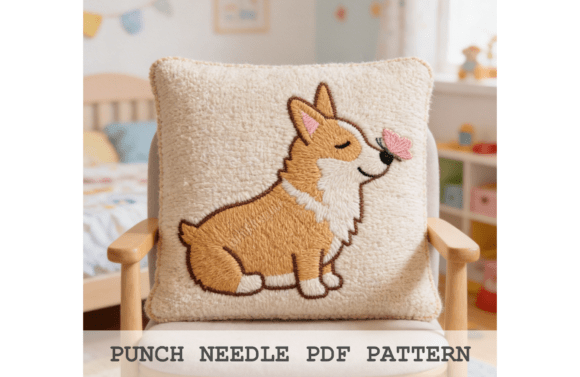 Corgi Butterfly Punch Needle Pattern