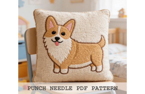 Corgi Portrait Punch Needle Pattern
