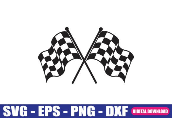 Crossed Checkered Racing Flags SVG