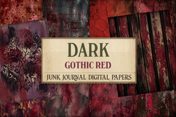 Dark Gothic Red Junk Journal Paper