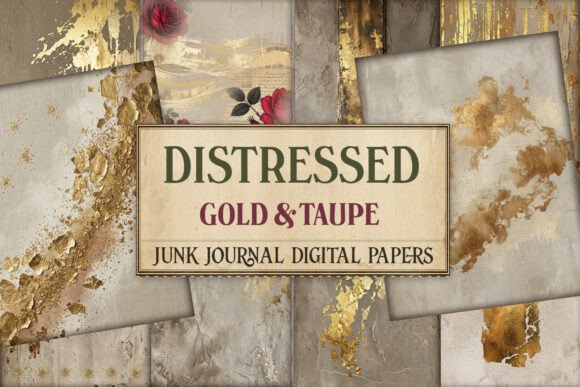 Distressed Gold & Taupe Junk Journal