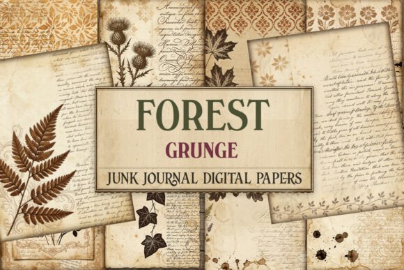 Forest Grunge Junk Journal Paper