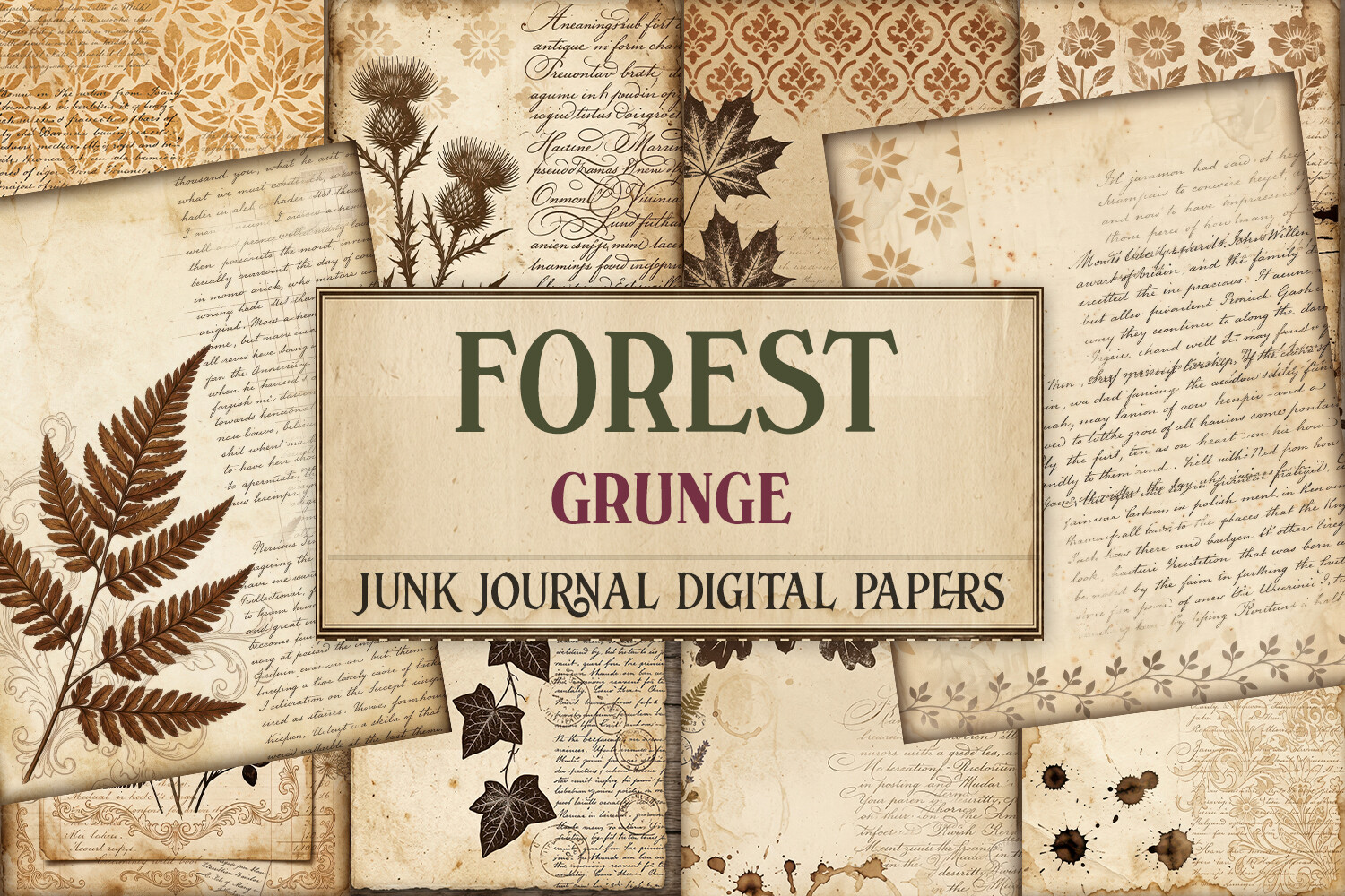 Forest Grunge Junk Journal Paper