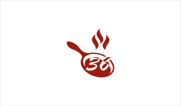 Frying Pan with Flames and Number Thirty