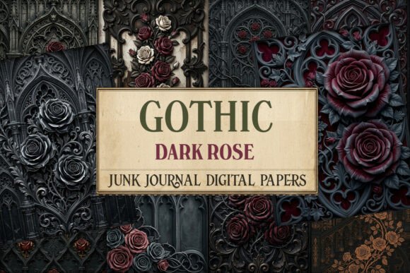 Gothic Dark Rose Junk Journal Paper