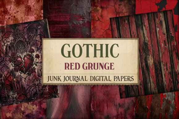Gothic Red Grunge Junk Journal Paper