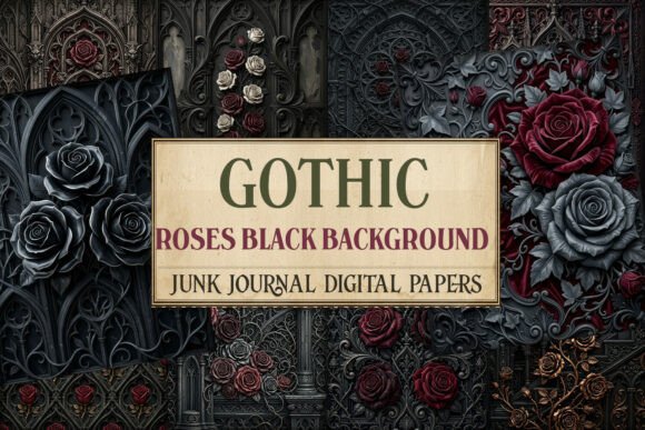 Gothic Roses Black Background