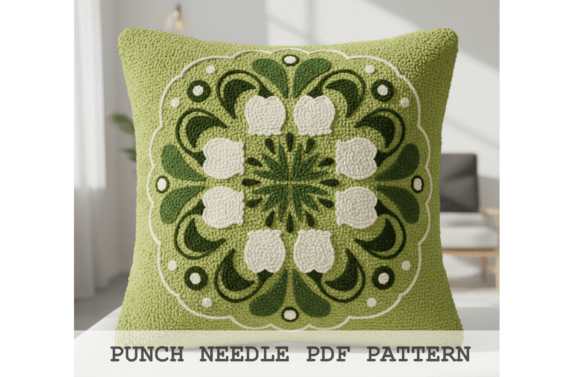 Green Snowdrop Medallion Pattern
