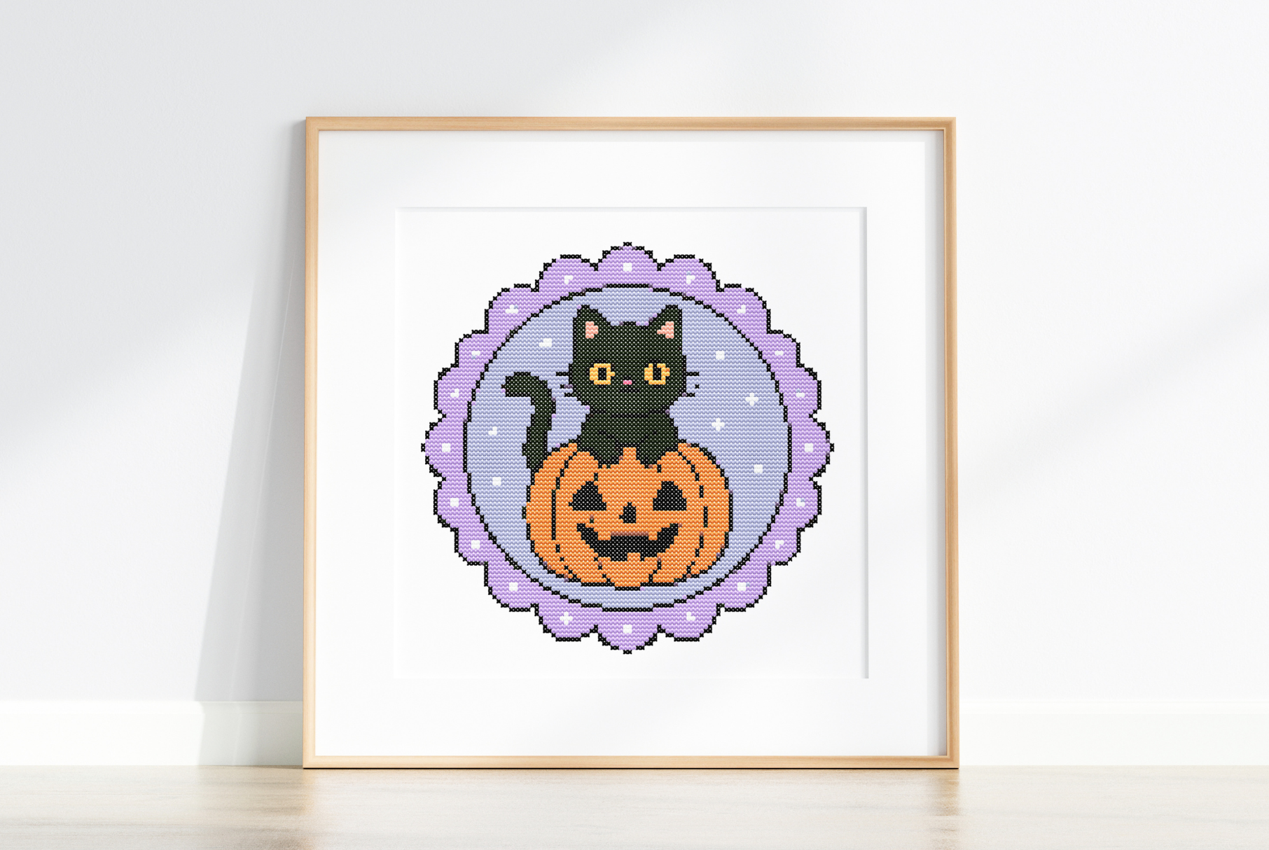 Halloween Black Cat Cross Stitch Pattern