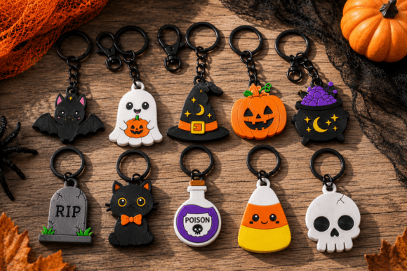 Halloween Charms & Keychains STL 3MF Files – Multicolour 3D Print, Commercial Use - Image 2