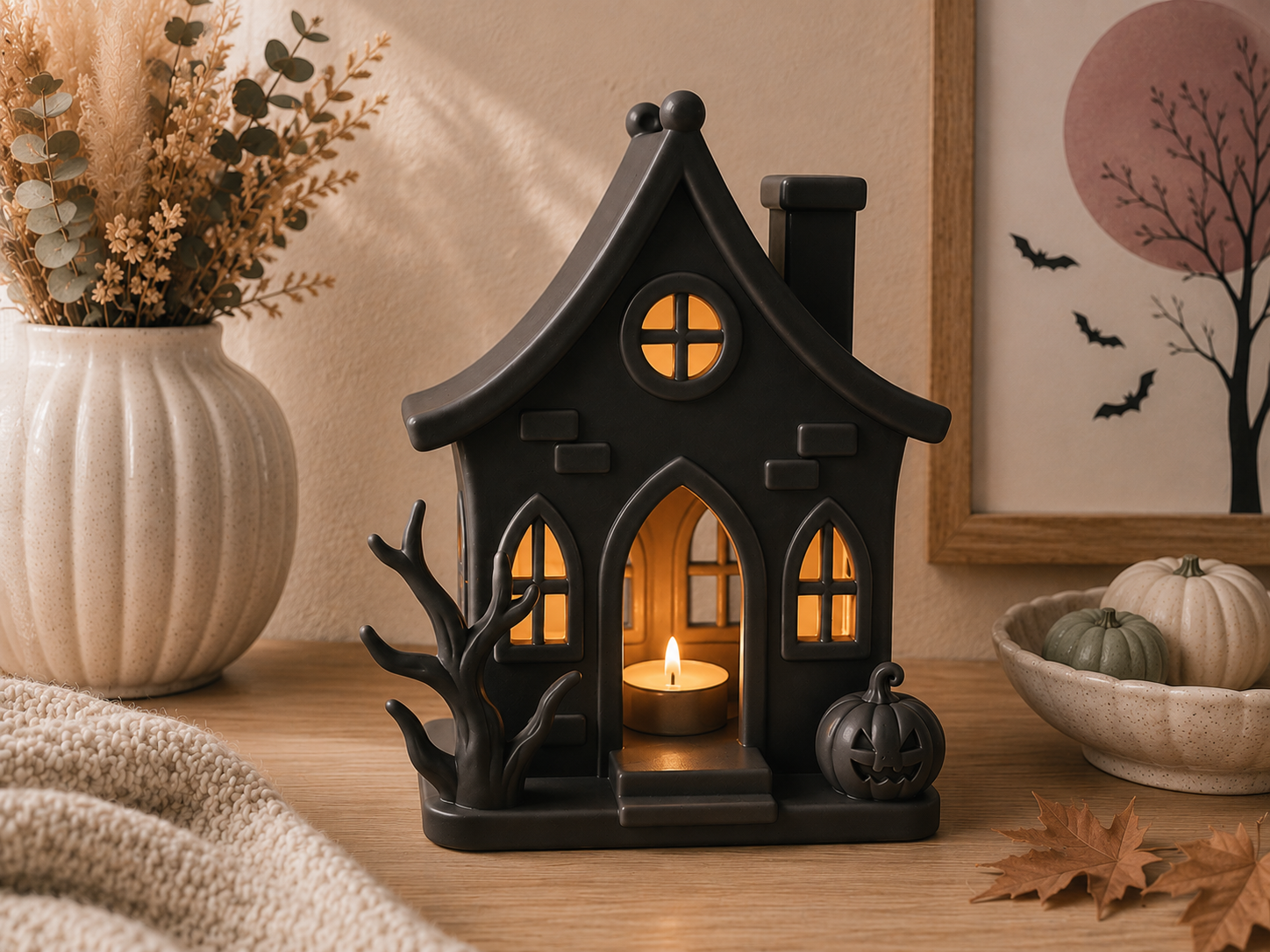 Halloween House Lantern STL - 3D Printable Haunted House Tealight Lamp - Image 6