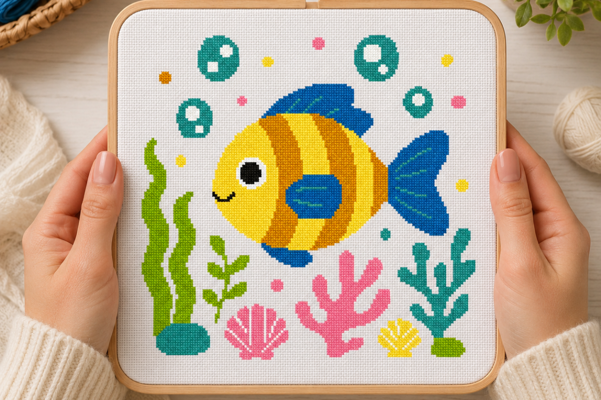 Happy Fish Sea Cross Stitch