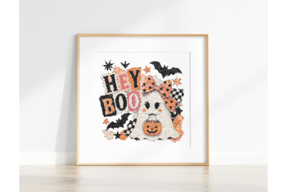 Hey Boo Ghost Cross Stitch Pattern