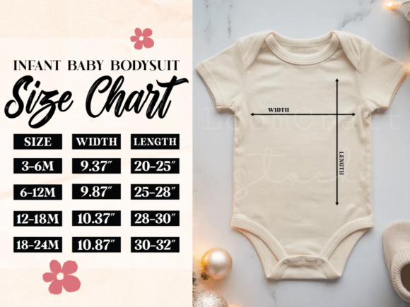 Infant Baby Bodysuit Size Chart Mock