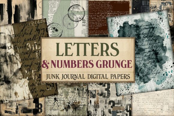 Letters & Numbers Grunge Junk Journal