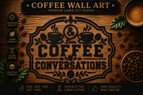 Luxury Coffee Wall Art Svg Laser Cutting