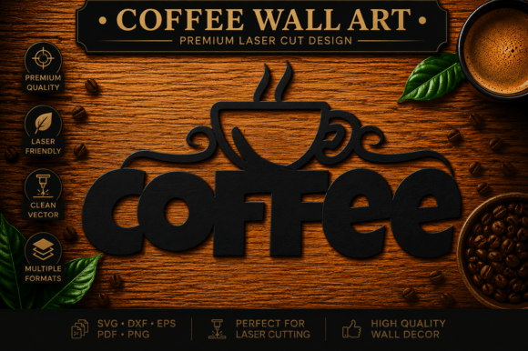 Luxury Coffee Wall Art Svg Laser Cutting