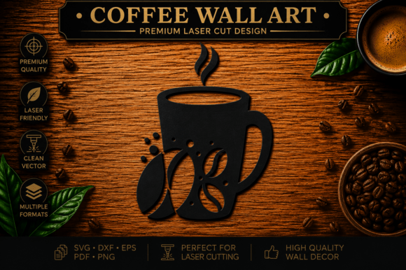 Luxury Coffee Wall Art Svg Laser Cutting