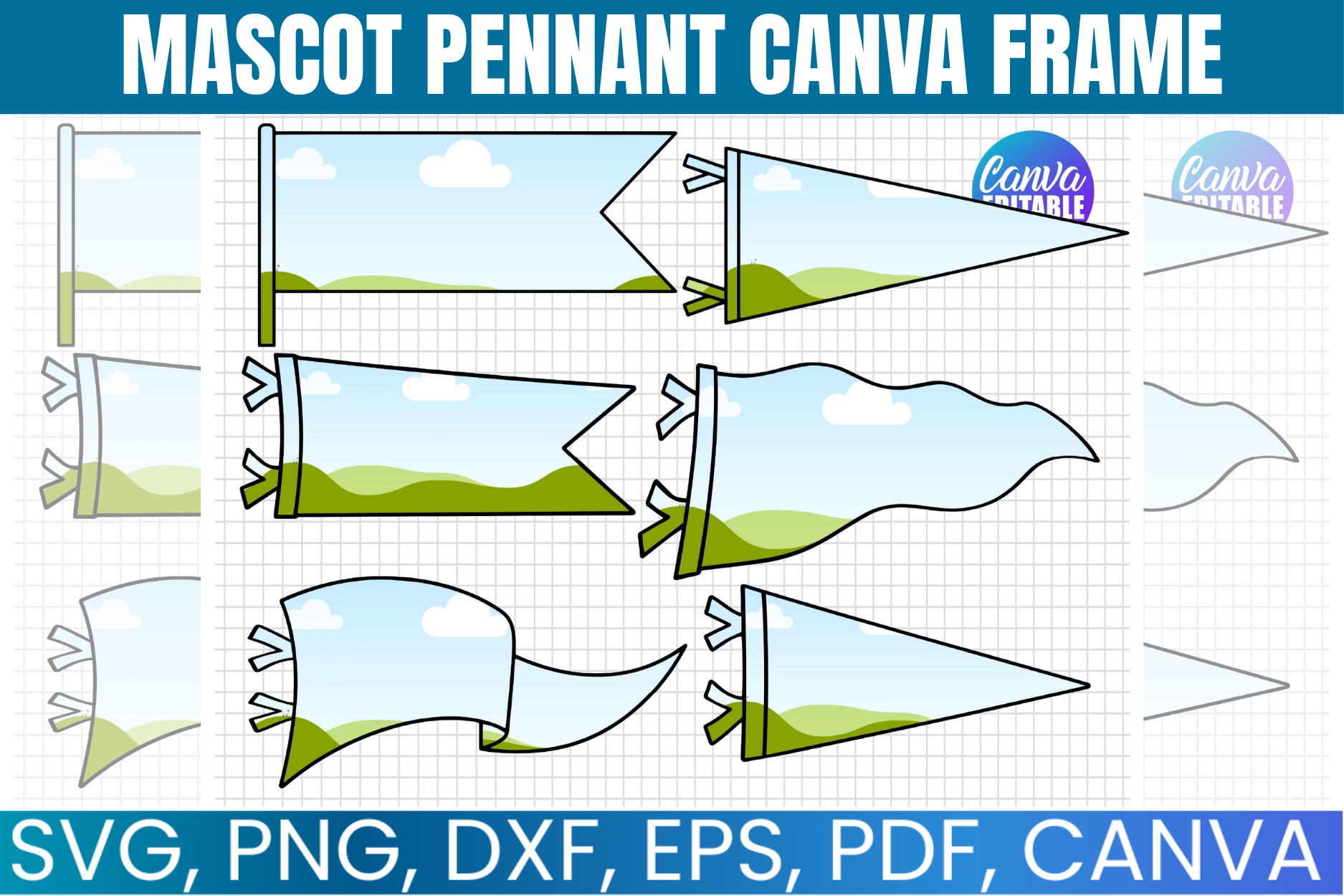 Mascot Pennant Canva Frame Set Template