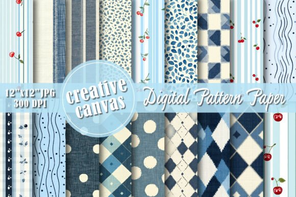 Navy & Light Blue Plaid Patterns,