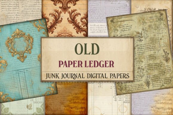 Old Paper Ledger Junk Journal Paper