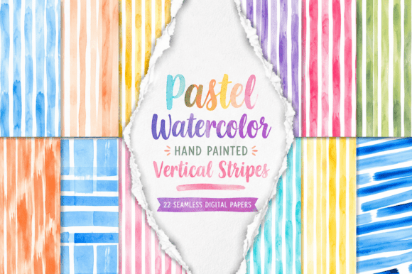 Pastel Watercolor Hand Painted Vertical