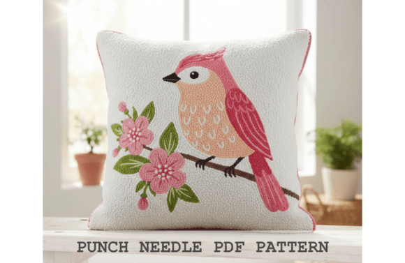 Pink Bird Cherry Blossom Pattern