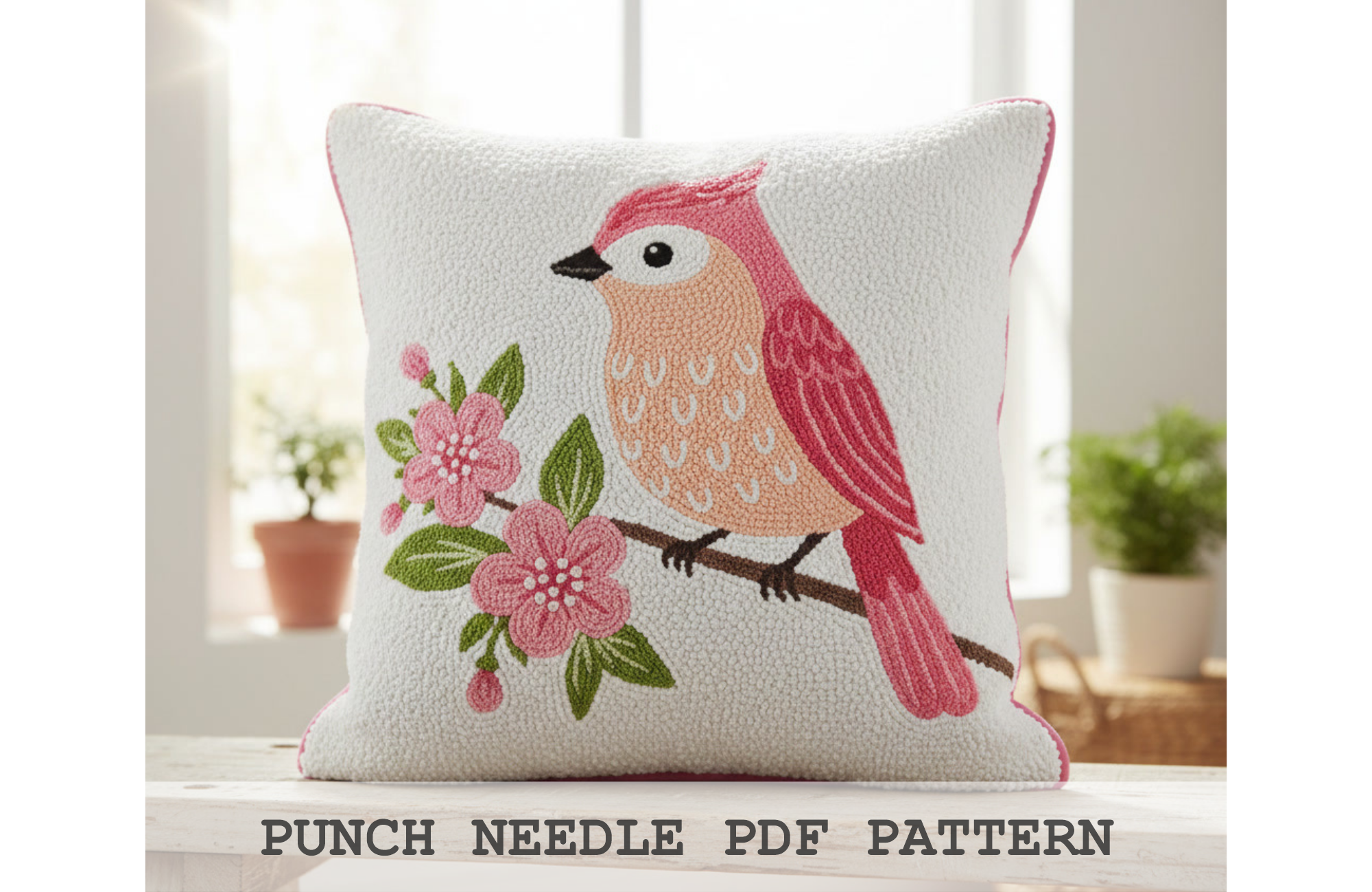Pink Bird Cherry Blossom Pattern