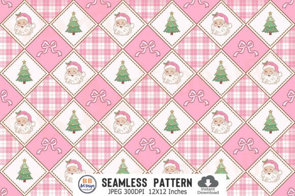 Pink Christmas Pattern Patchwork Plaid