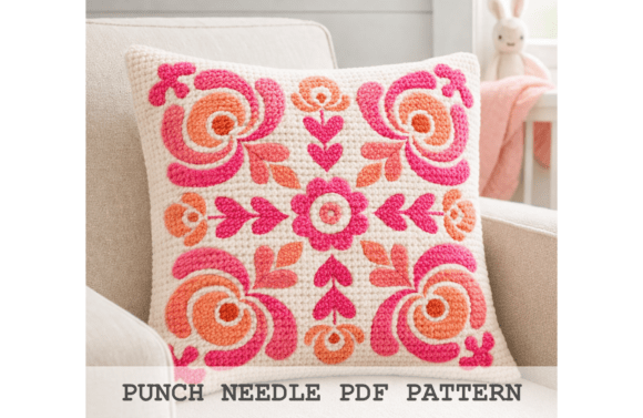 Pink Retro Floral Medallion Pattern