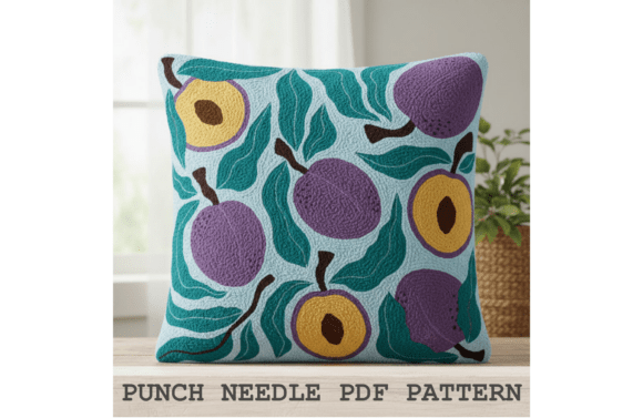 Plum Fruit Punch Needle Cushion Pattern