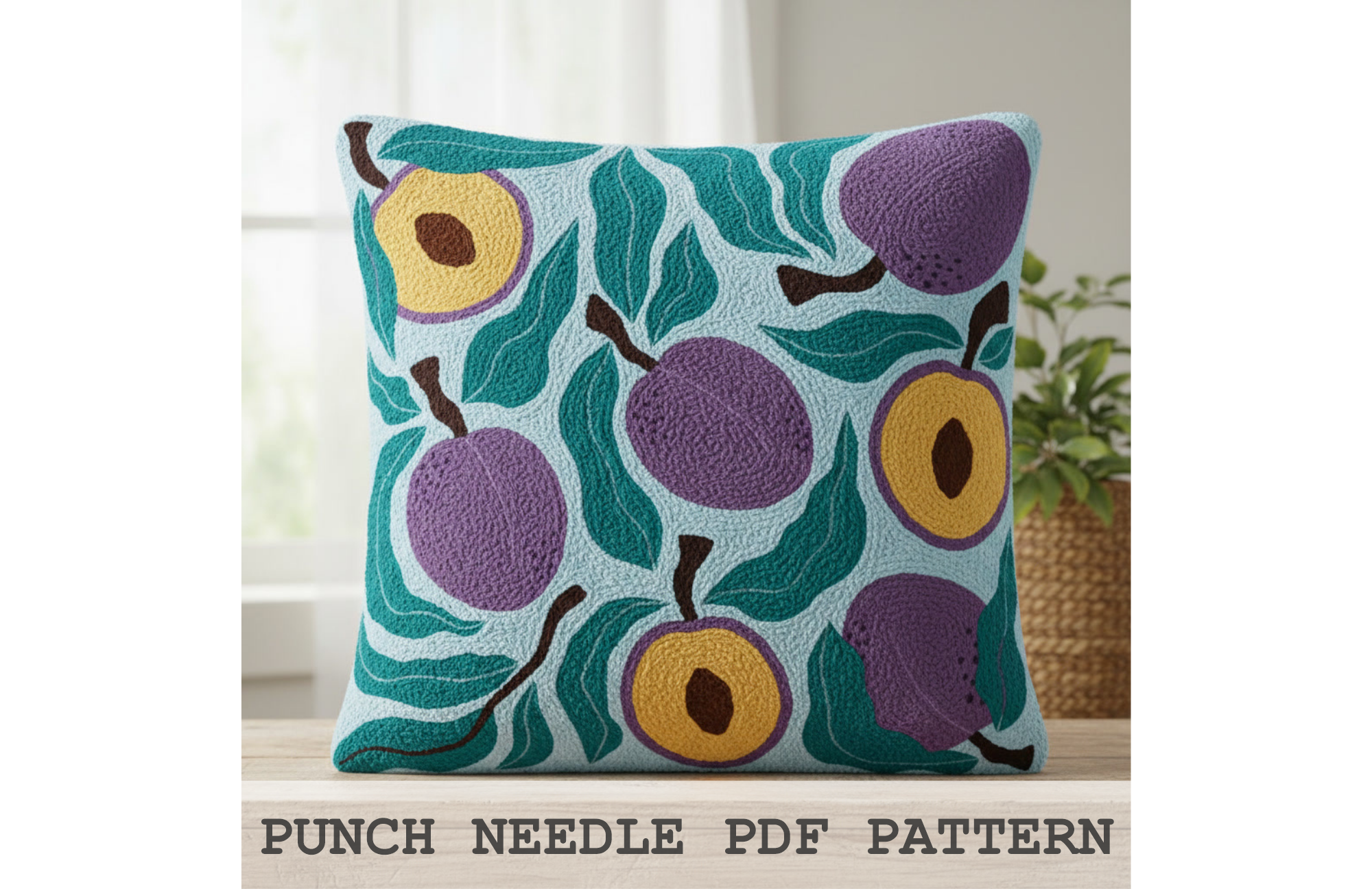 Plum Fruit Punch Needle Cushion Pattern