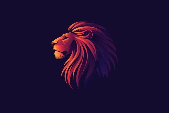 Powerful Red Lion Head Logo Illustration