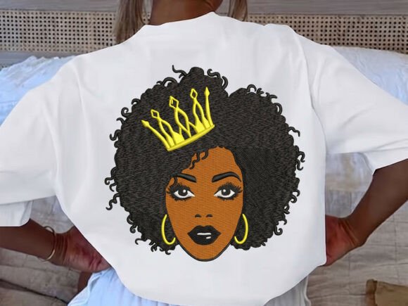 Queen Afro Face Embroidery Design 4 Size
