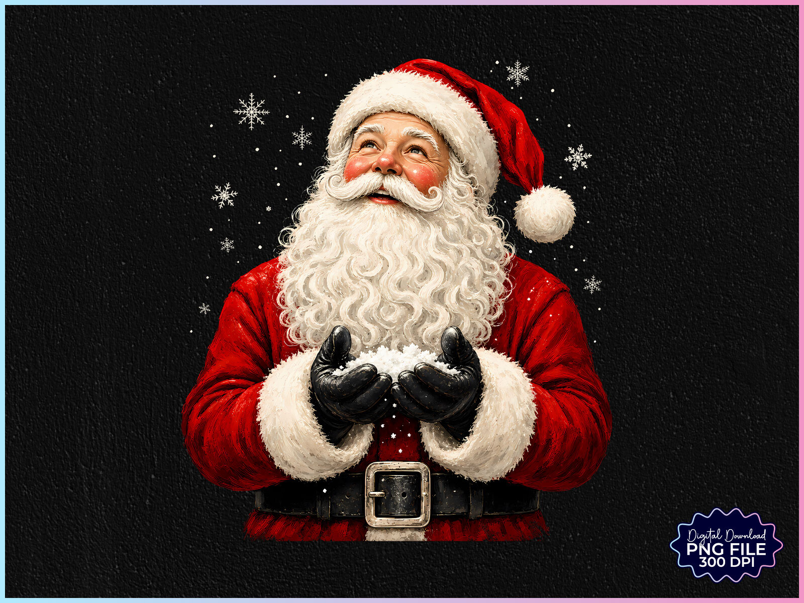 Retro Christmas Santa Snowflakes PNG