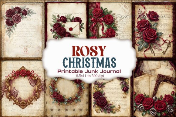 Rosy Christmas Junk Journal Pages