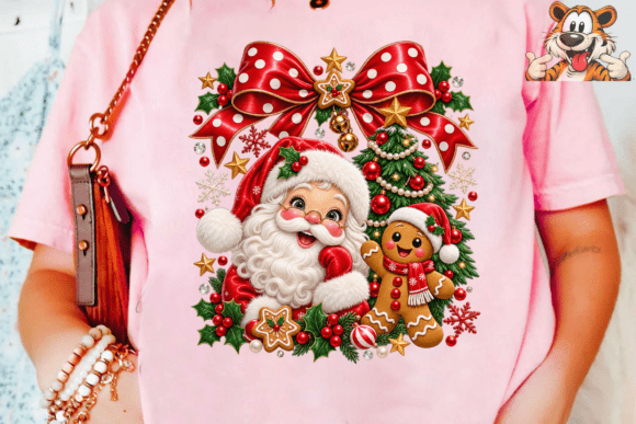 Santa Gingerbread Christmas PNG Shirt