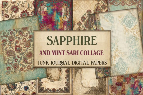 Sapphire & Mint Sari Collage