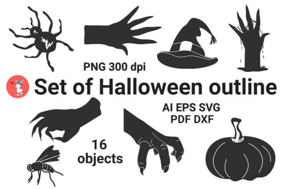Set of Halloween Image Silhouettes