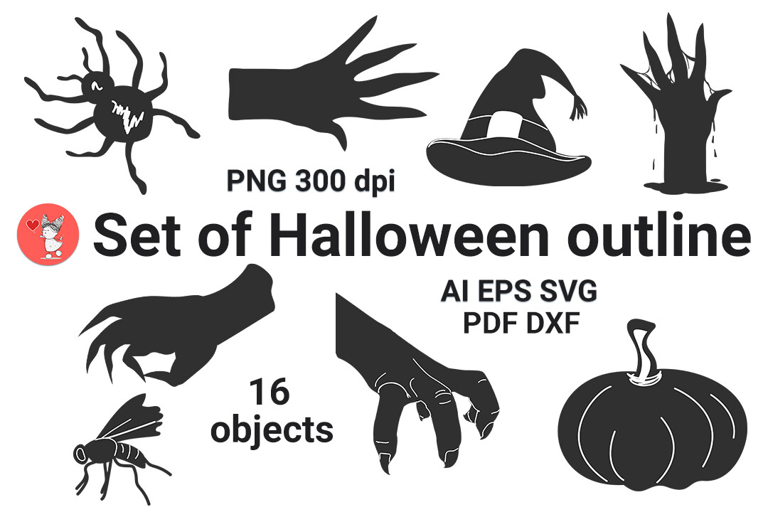 Set of Halloween Image Silhouettes