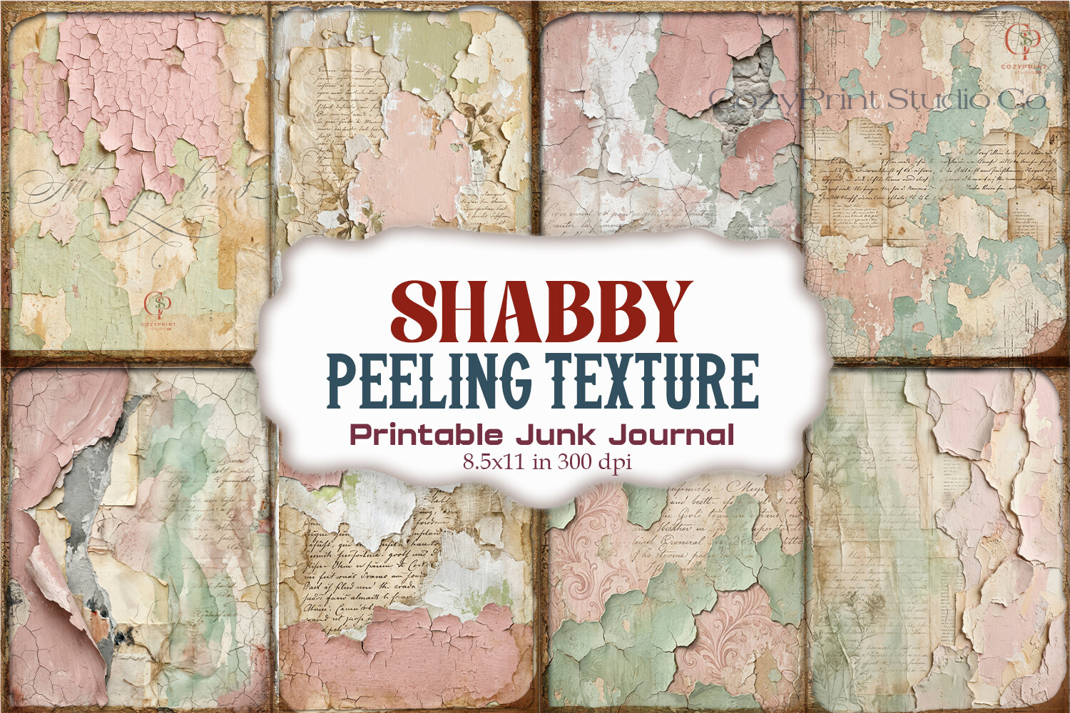 Shabby Peeling Texture Junk Journal Page